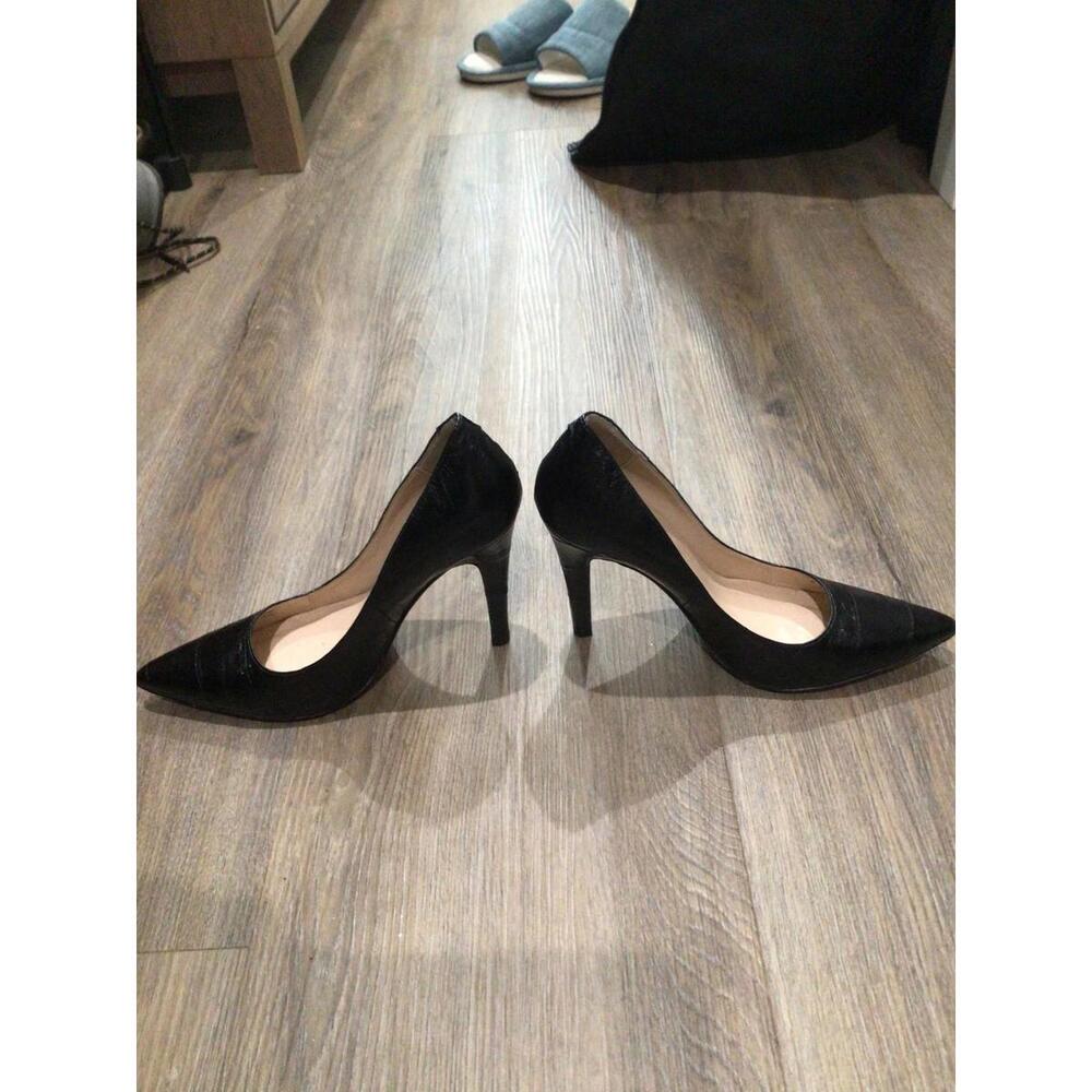 Neiman Marcus Shoes Womens 6 Black Leather Pointed Toe Stiletto Pumps Heels View 4